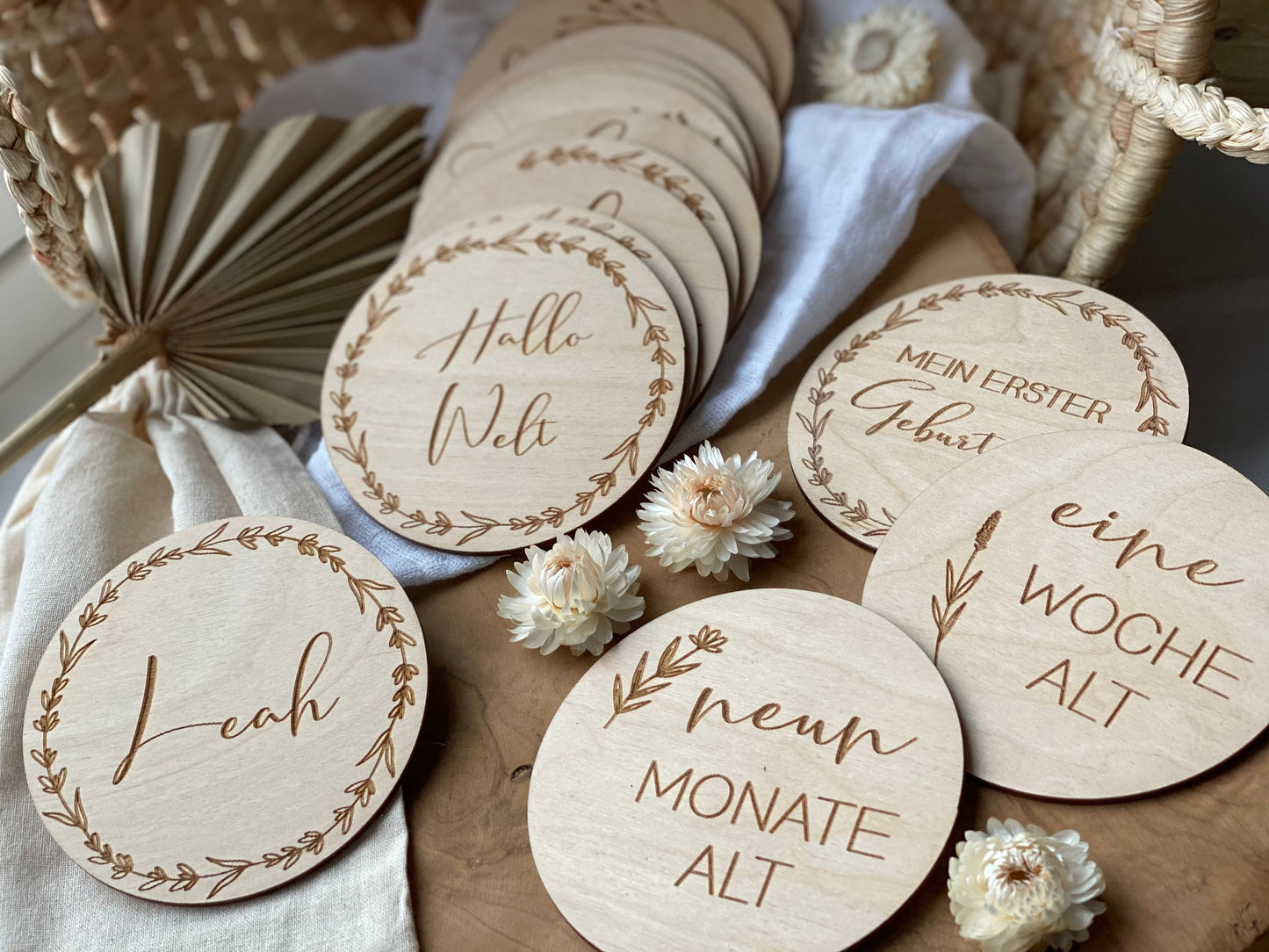 Meilensteinkarten aus Holz - "Mein erstes Jahr"