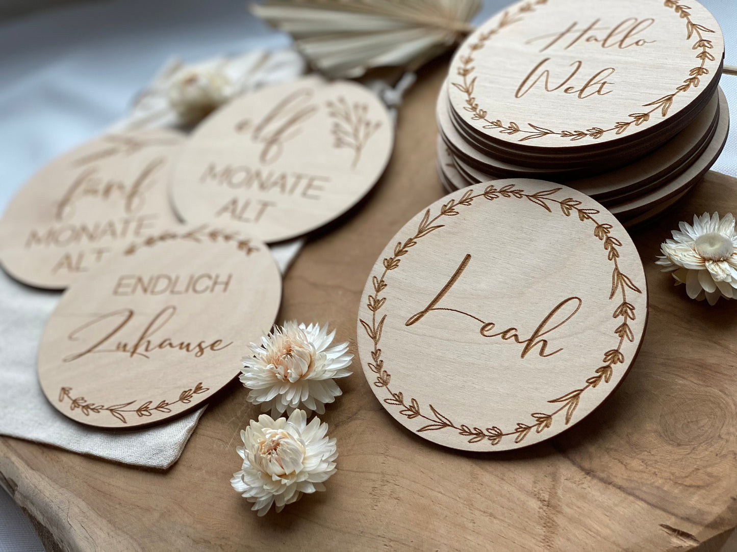 Meilensteinkarten aus Holz - "Mein erstes Jahr"