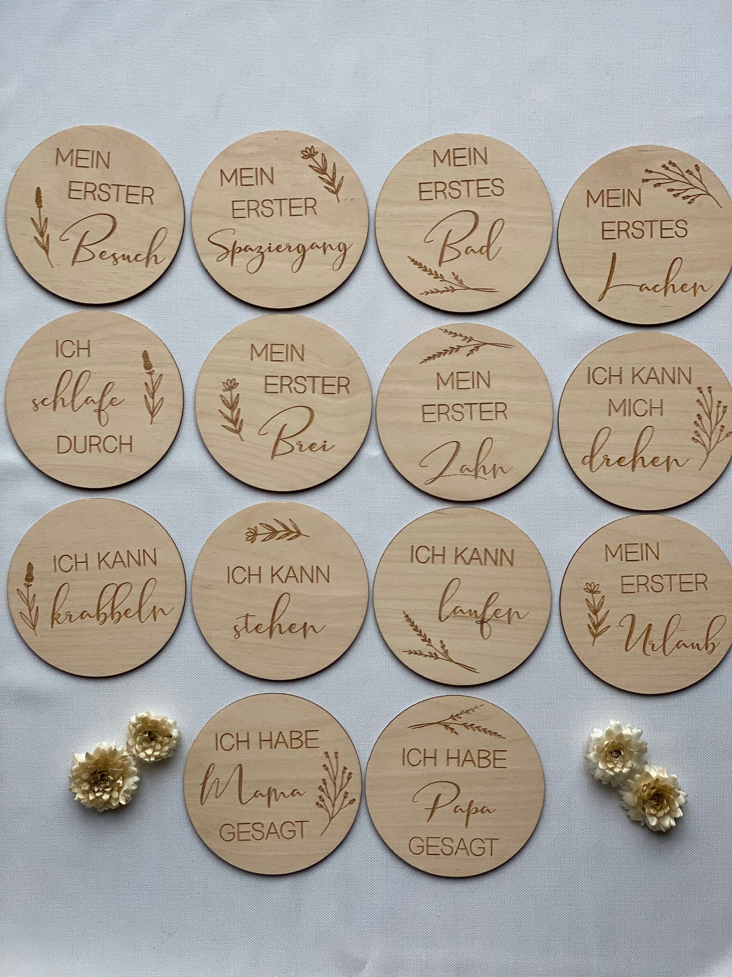 Meilensteinkarten aus Holz - "Mein erster Jahr" Zusatzset