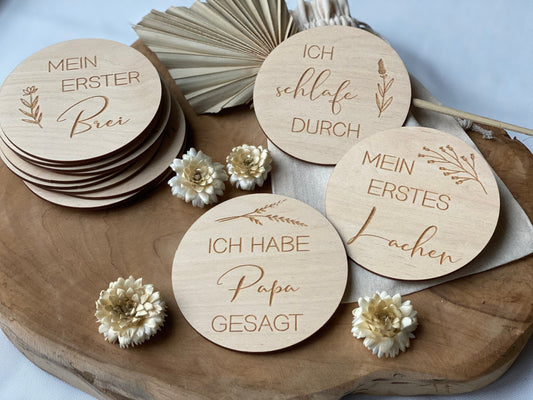 Meilensteinkarten aus Holz - "Mein erster Jahr" Zusatzset