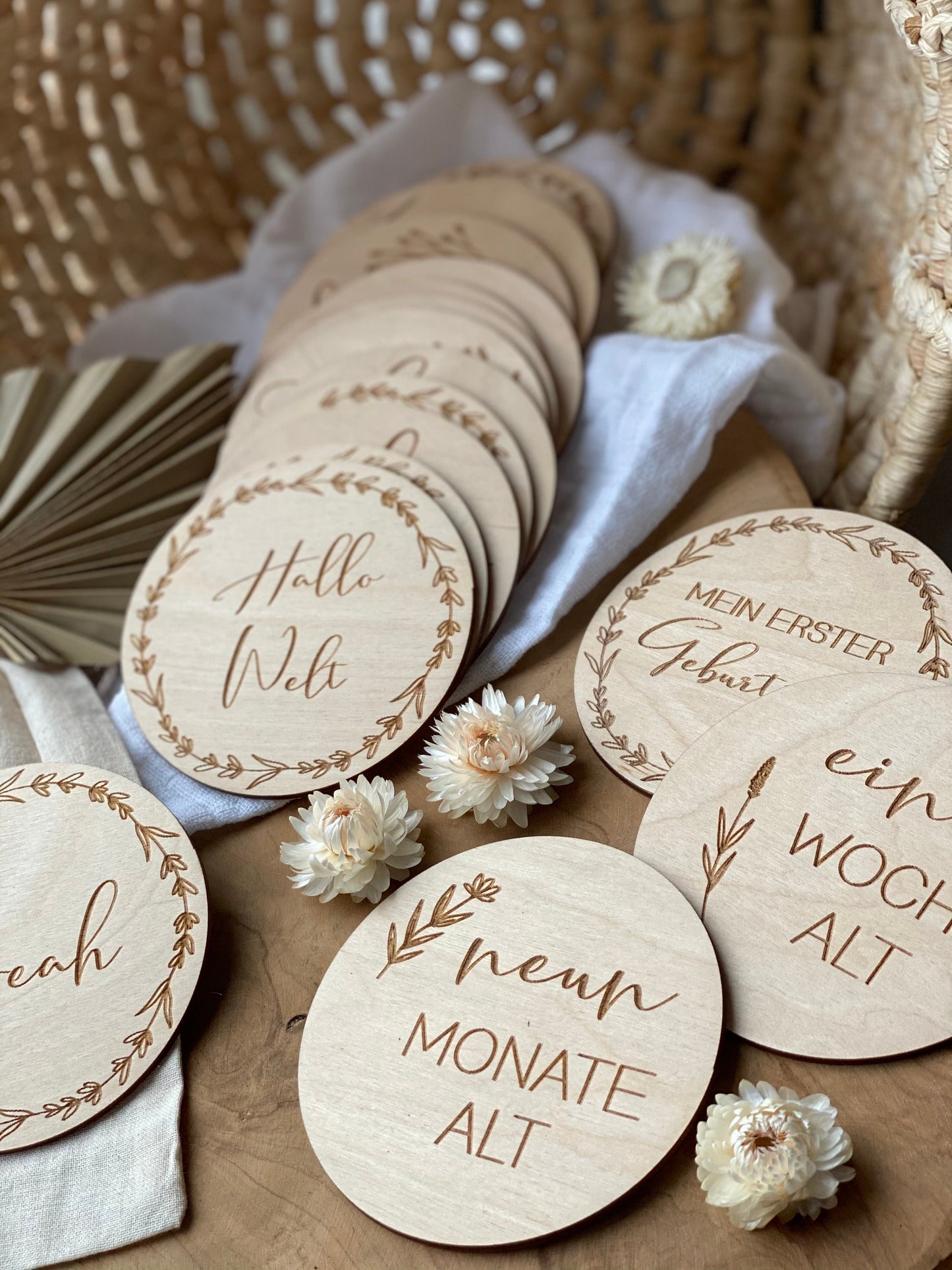 Meilensteinkarten aus Holz - "Mein erstes Jahr"