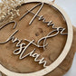 Holzschild - personalisiert mit 2 Vornamen + Datum Ø20cm oder Ø30cm