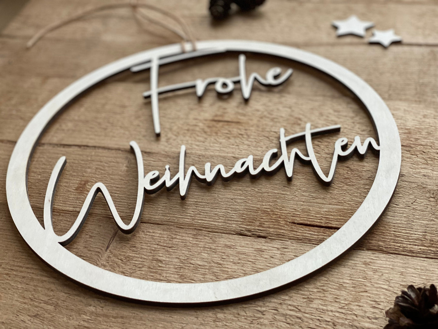 Holzschild - Frohe Weihnachten Ø20cm oder Ø30cm