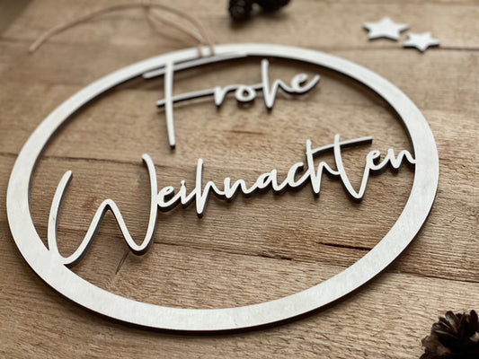 Holzschild - Frohe Weihnachten Ø20cm oder Ø30cm