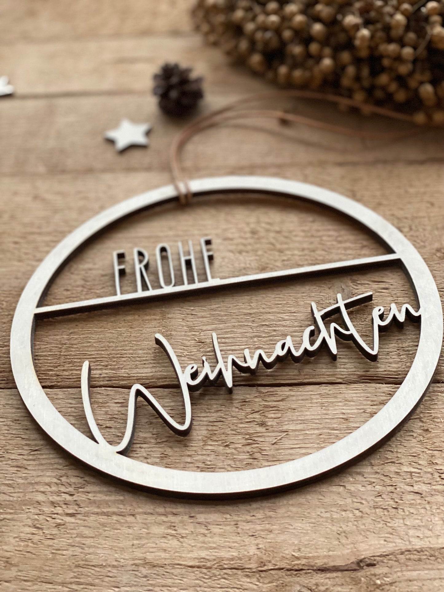 Holzschild - Frohe Weihnachten Ø20cm oder Ø30cm