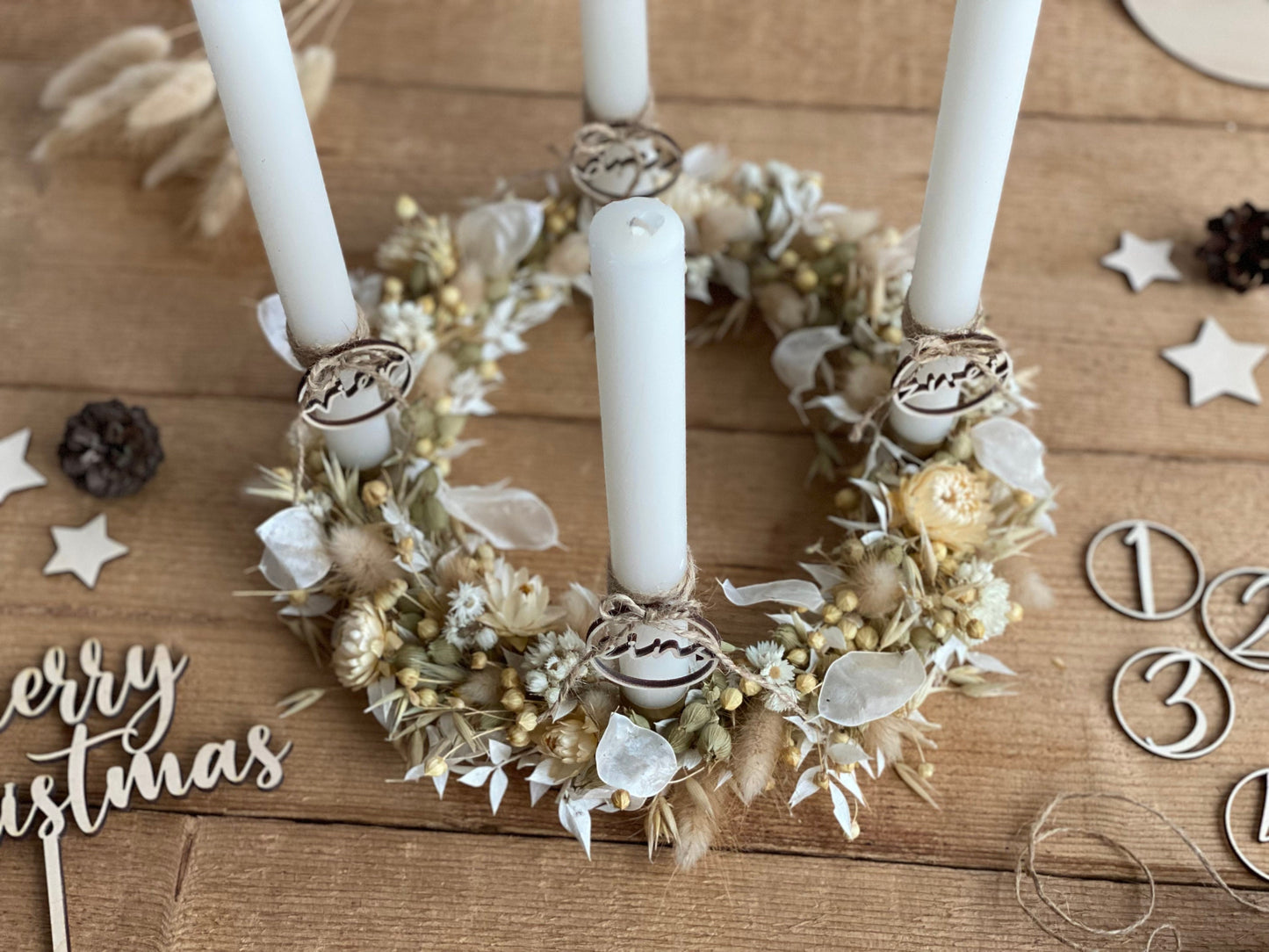 Adventskranz-Anhänger 1-4 aus Holz