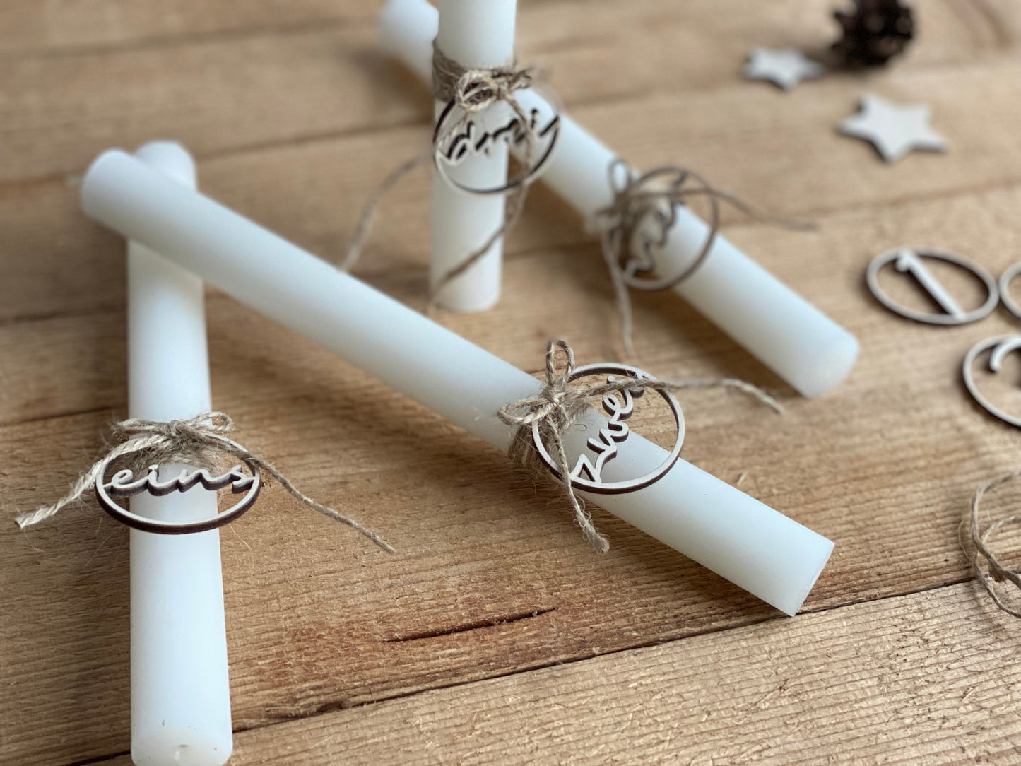 Adventskranz-Anhänger 1-4 aus Holz