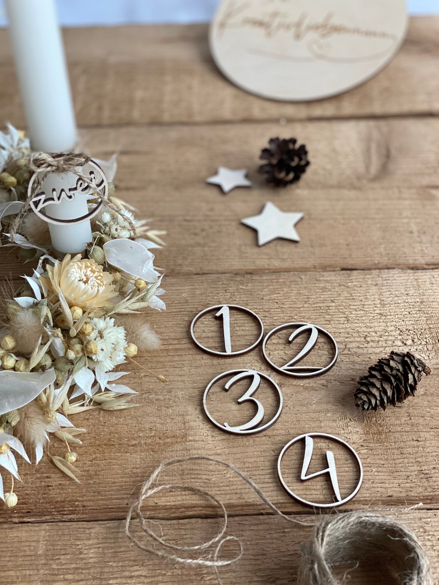 Adventskranz-Anhänger 1-4 aus Holz