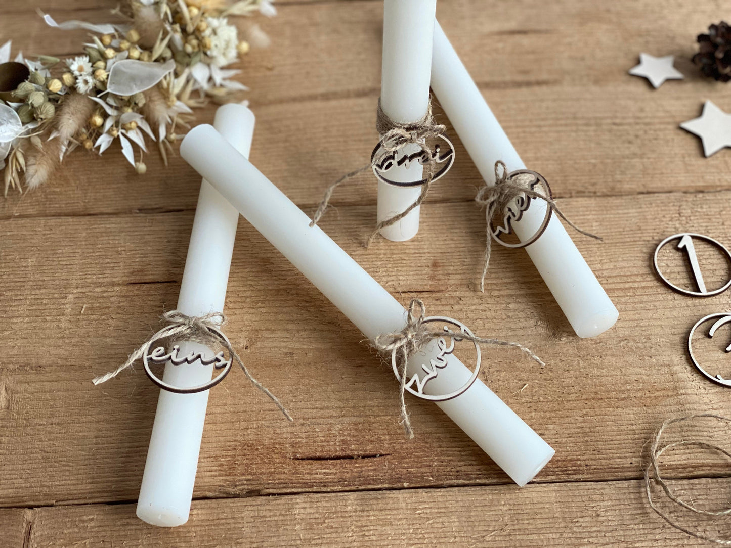 Adventskranz-Anhänger 1-4 aus Holz