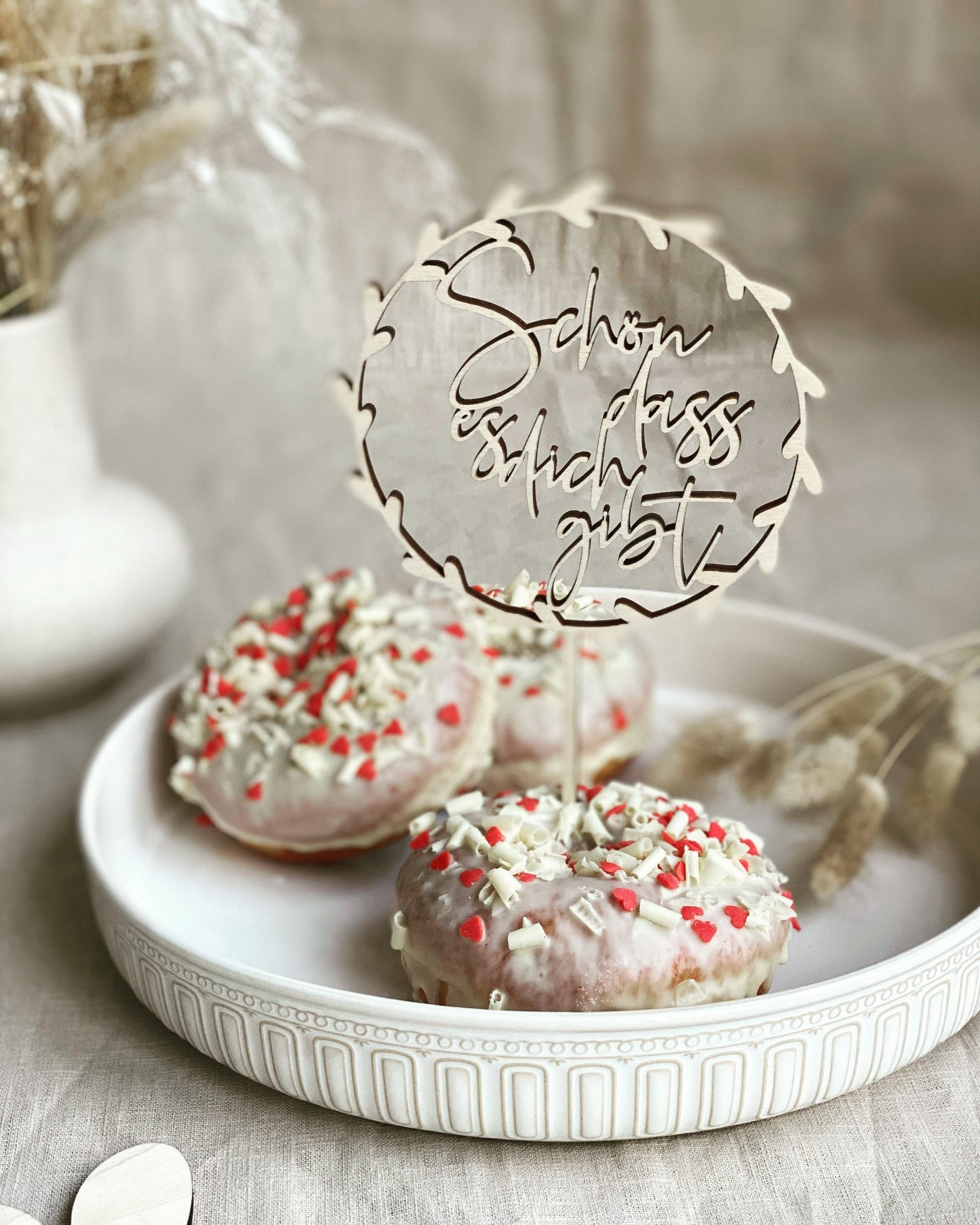 Caketopper Blätterkranz - Schön, dass es dich gibt