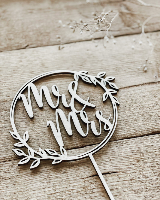 Caketopper - Mr & Mrs mit Ranke