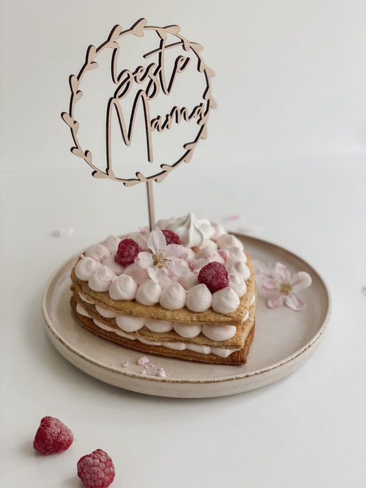 Caketopper Blätterkranz - Beste Mama