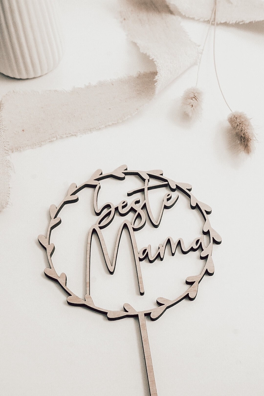 Caketopper Blätterkranz - Beste Mama