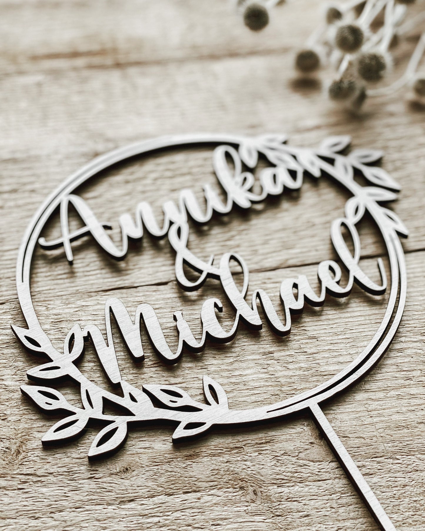 Caketopper - 2 Vornamen mit Ranke