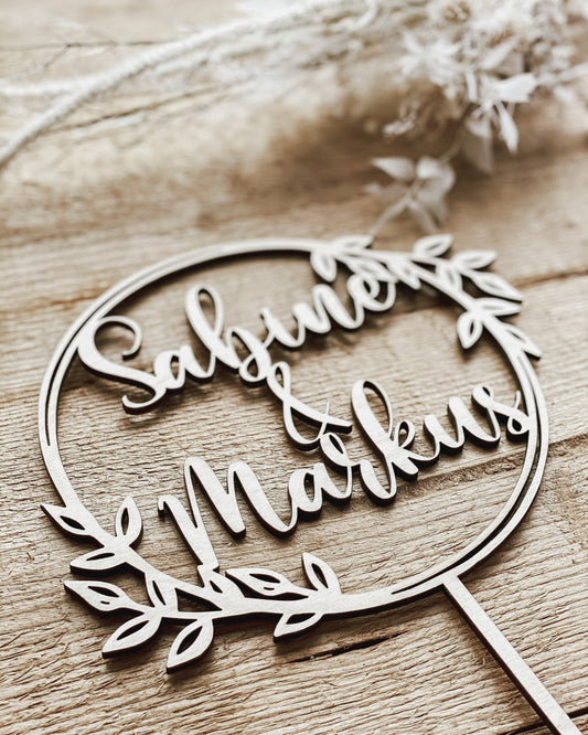 Caketopper - 2 Vornamen mit Ranke