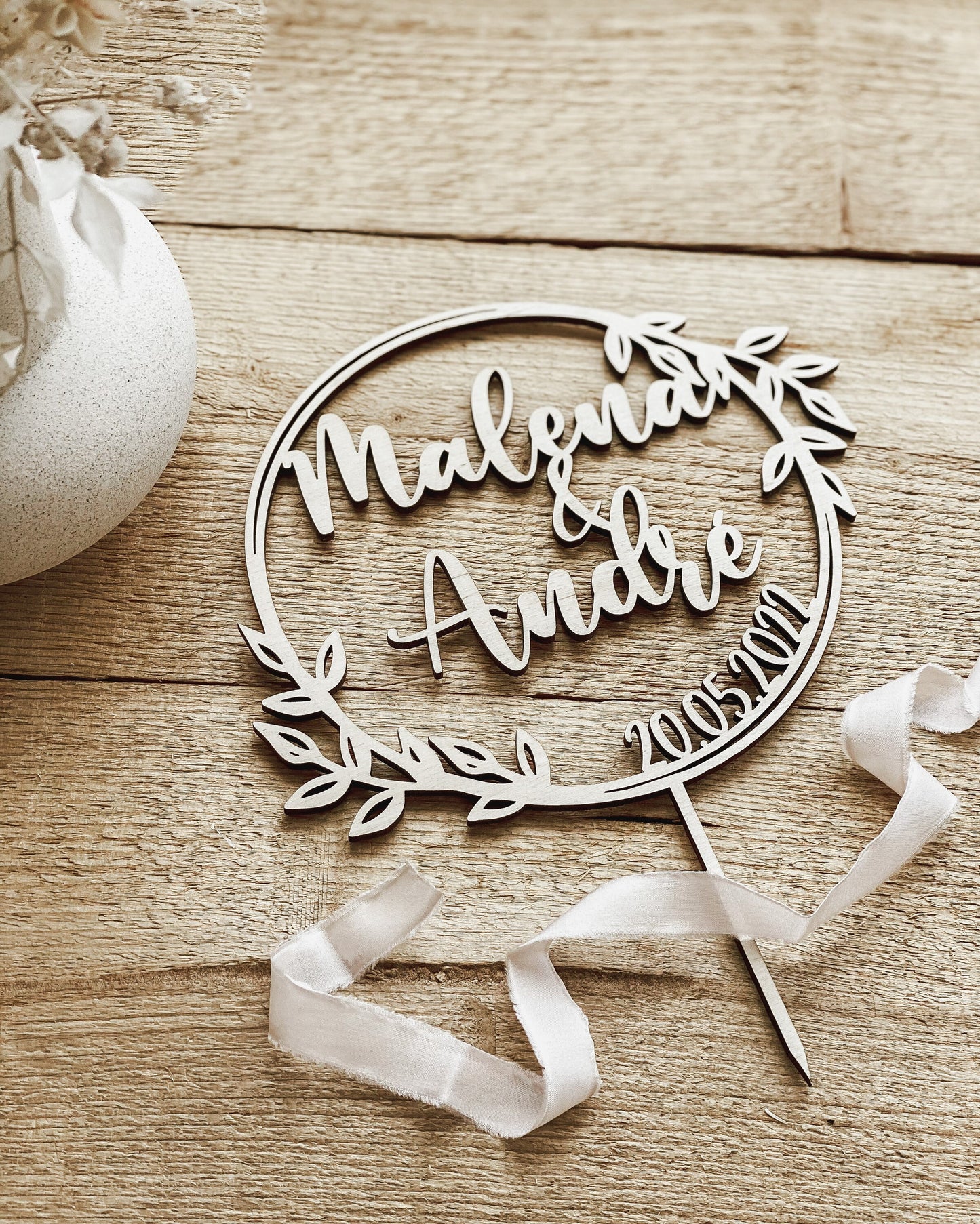 Caketopper - 2 Vornamen mit Ranke