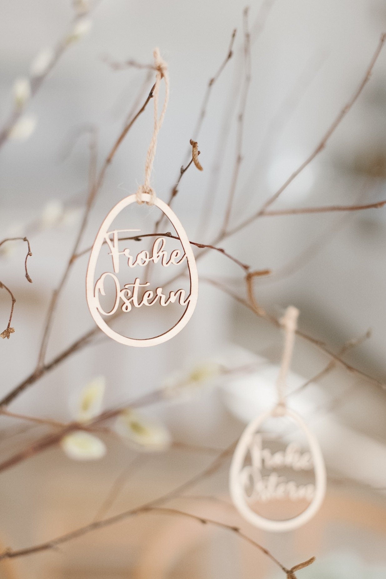 Ei-Anhänger für Osterstrauch I Holzanhänger Osterei 3er Set I Osterdekoration I Geschenkanhänger Ostern