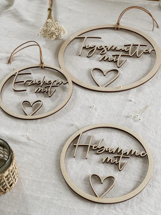 Holzschild - mit Herz Ø20 oder Ø30cm