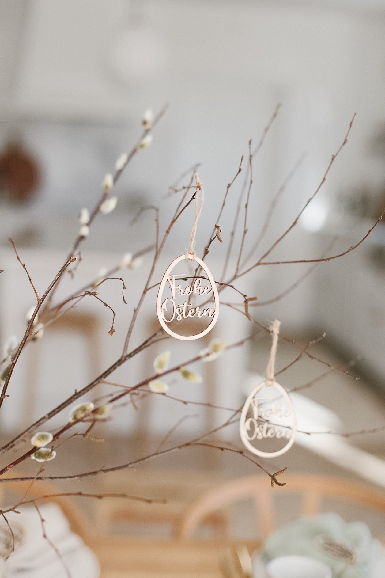 Ei-Anhänger für Osterstrauch I Holzanhänger Osterei 3er Set I Osterdekoration I Geschenkanhänger Ostern