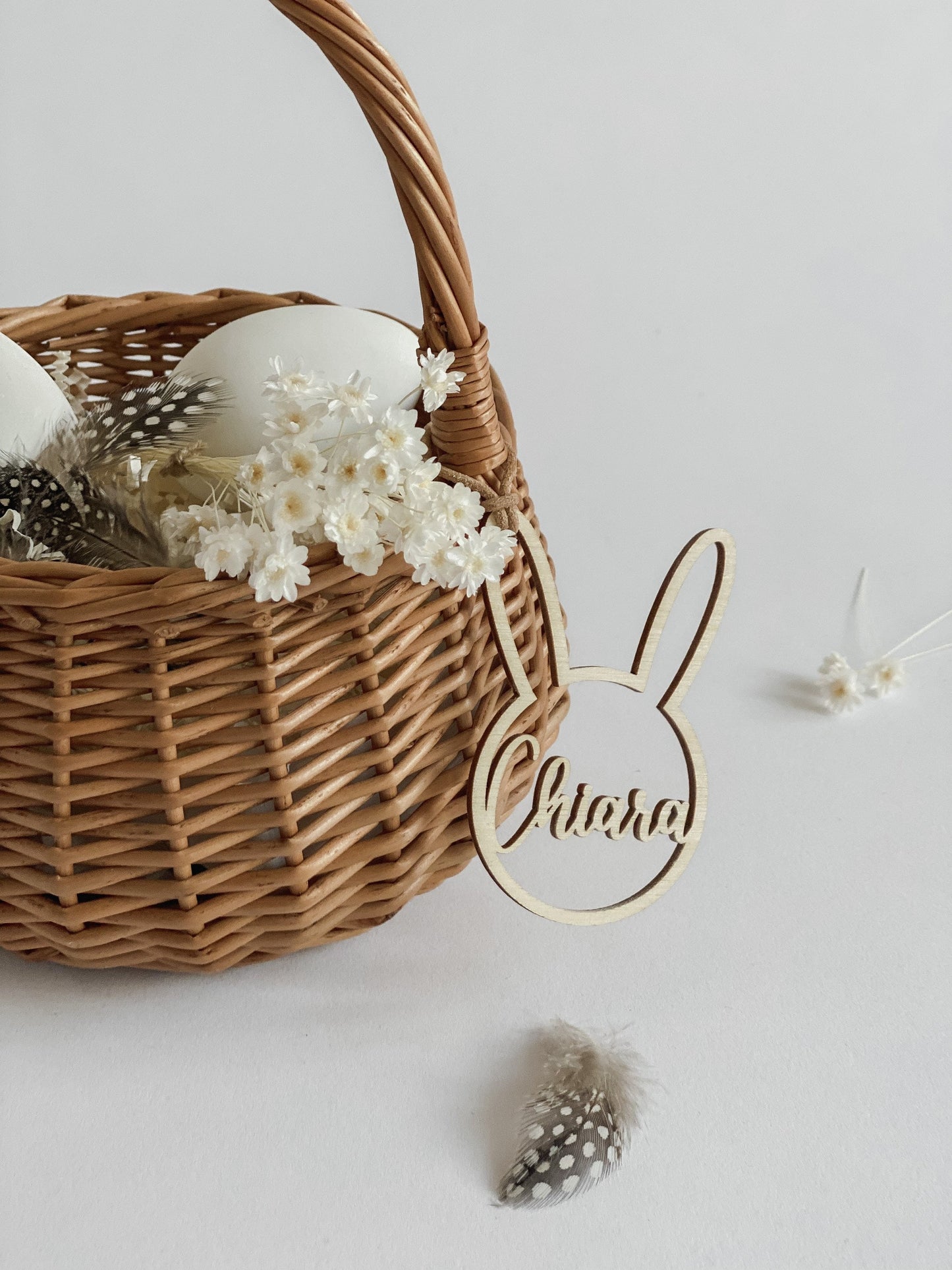 Personalisiertes Osterkörbchen | Osternest I Hasenanhänger für Osterkorb I Osterdeko I Holzanhänger ausgestanzt