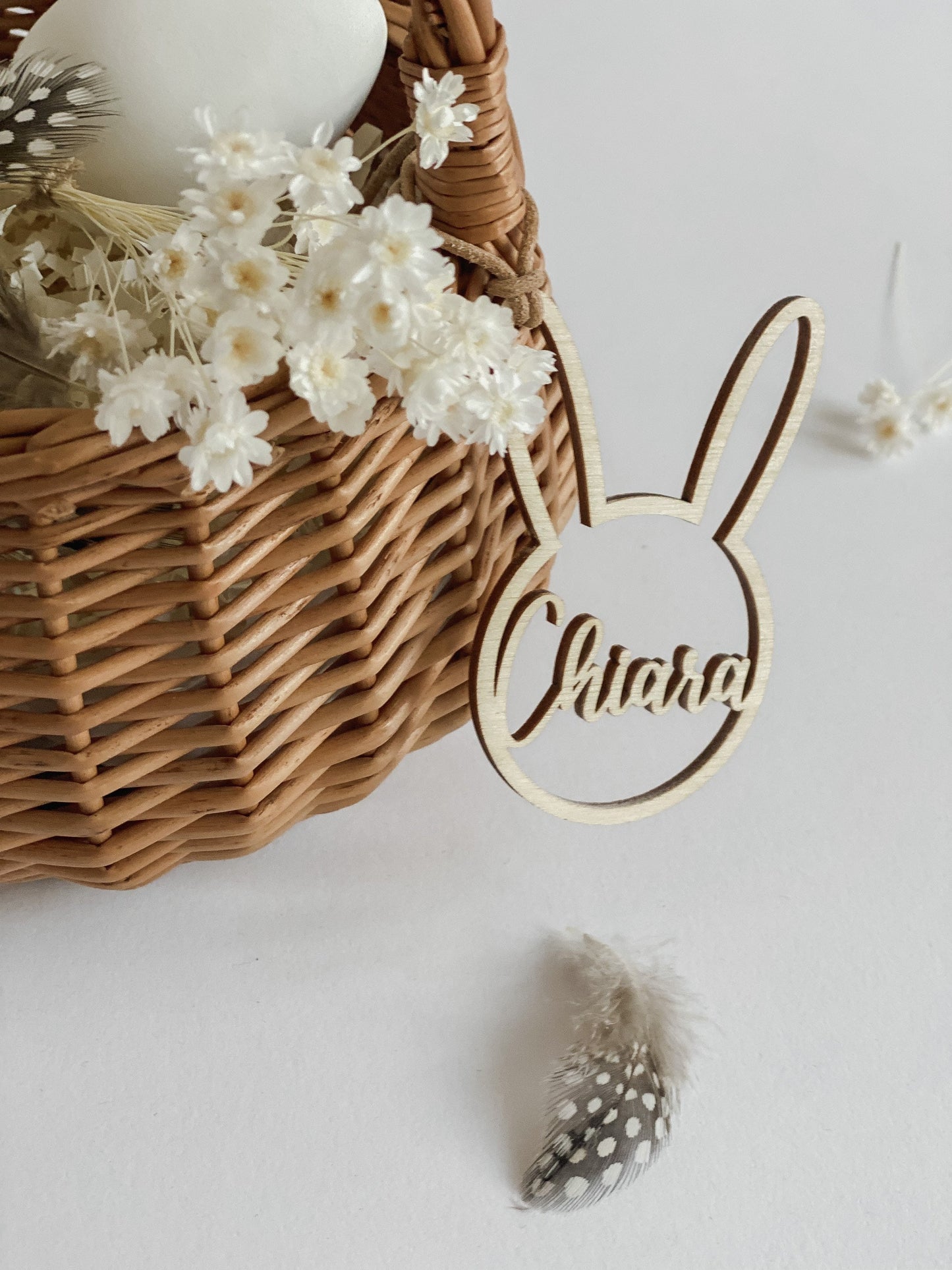 Personalisiertes Osterkörbchen | Osternest I Hasenanhänger für Osterkorb I Osterdeko I Holzanhänger ausgestanzt