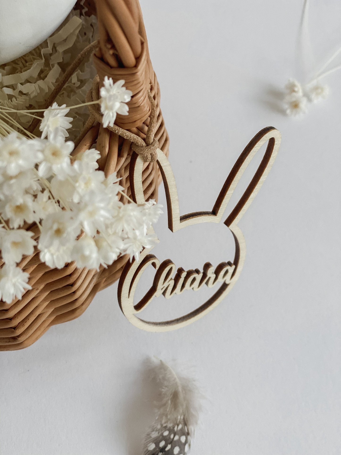 Personalisiertes Osterkörbchen | Osternest I Hasenanhänger für Osterkorb I Osterdeko I Holzanhänger ausgestanzt