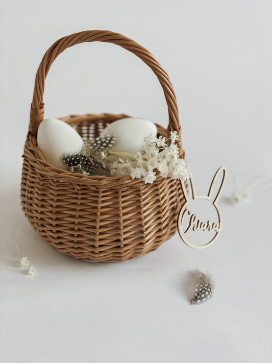 Personalisiertes Osterkörbchen | Osternest I Hasenanhänger für Osterkorb I Osterdeko I Holzanhänger ausgestanzt