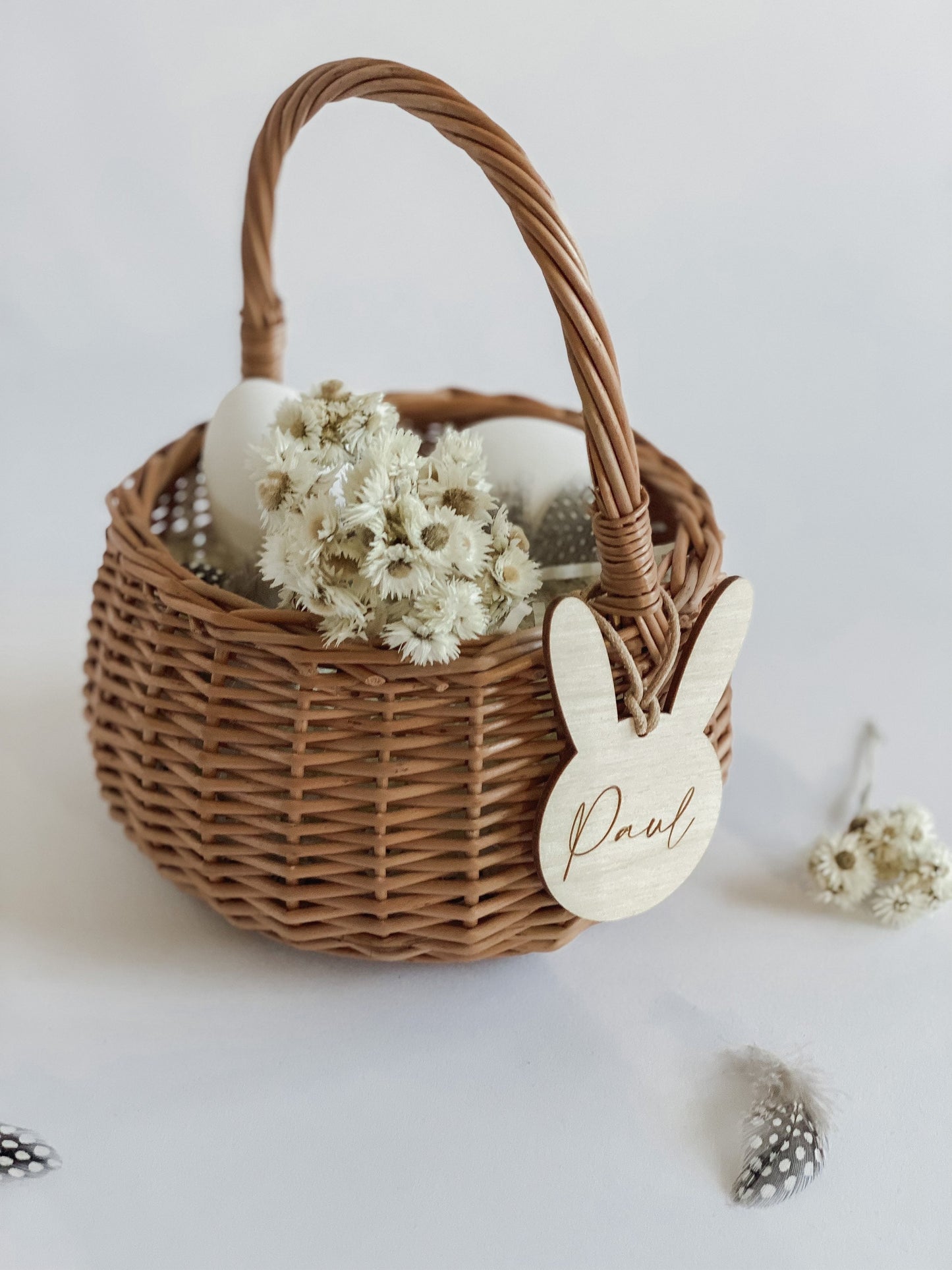 Personalisiertes Osterkörbchen | Osternest I Hasenanhänger für Osterkorb I Osterdeko I Holzanhänger graviert