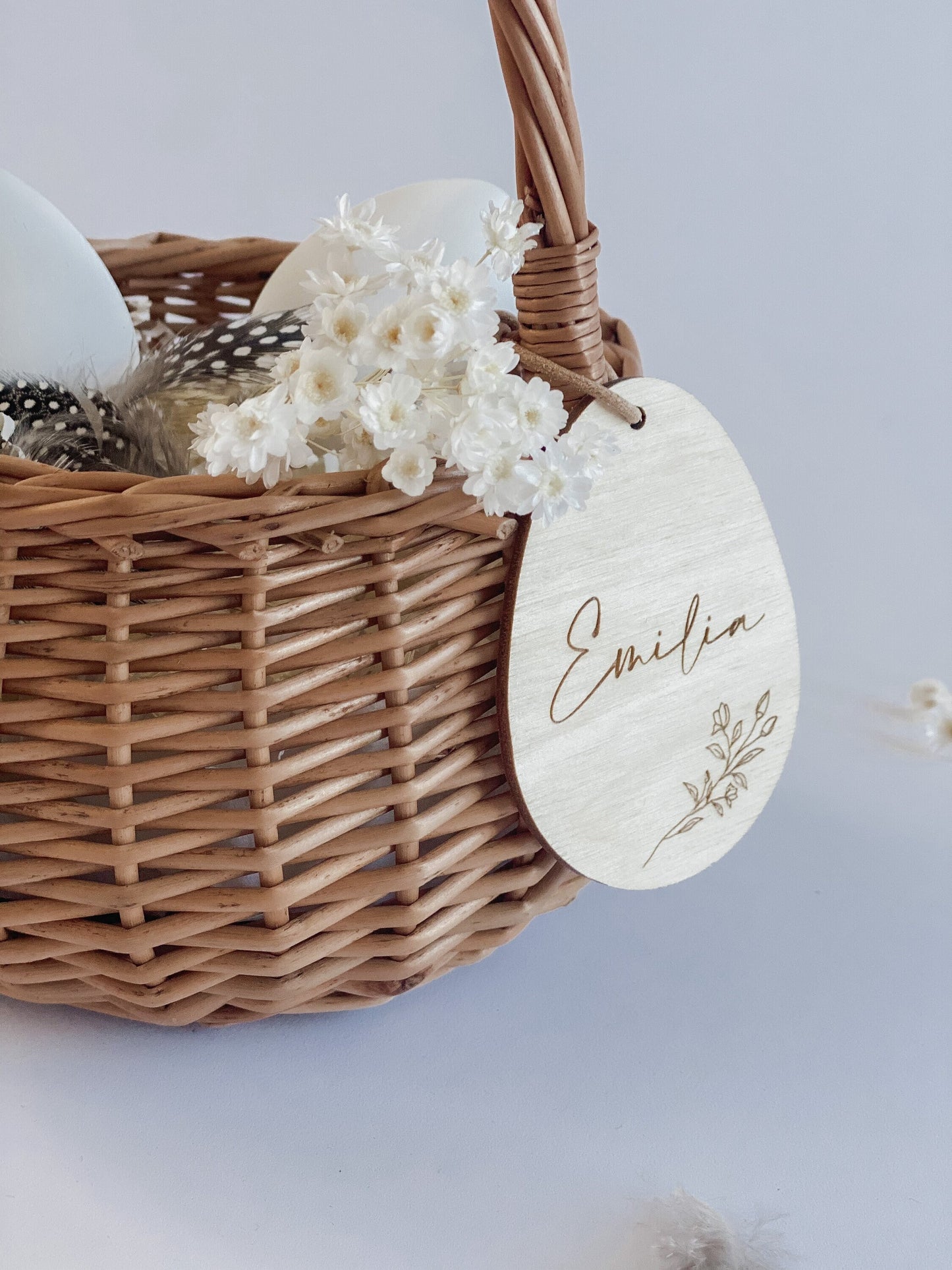 Personalisiertes Osterkörbchen I Osternest I Ei-Anhänger für Osterkorb I Osterdeko I Holzanhänger graviert