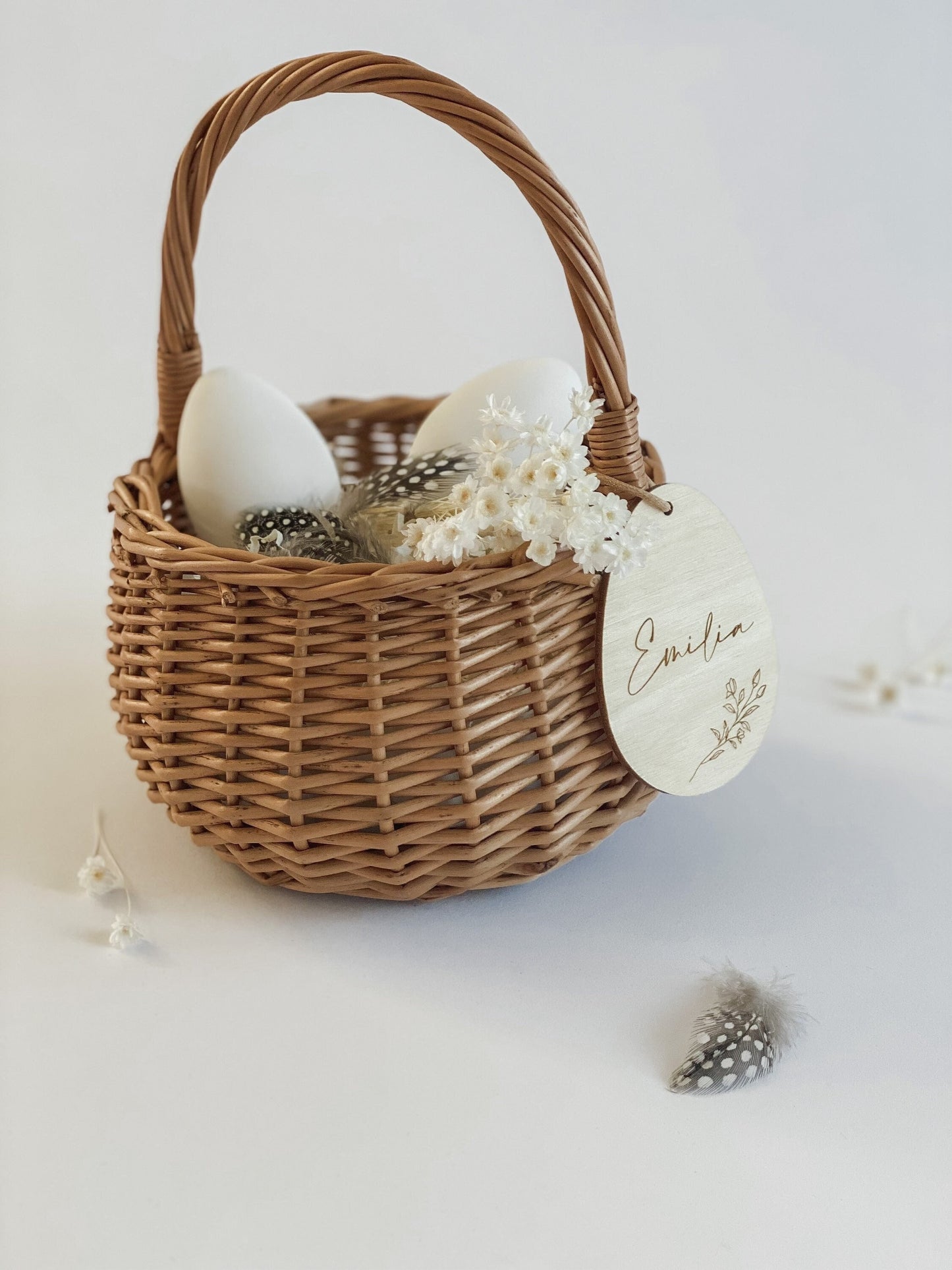 Personalisiertes Osterkörbchen I Osternest I Ei-Anhänger für Osterkorb I Osterdeko I Holzanhänger graviert