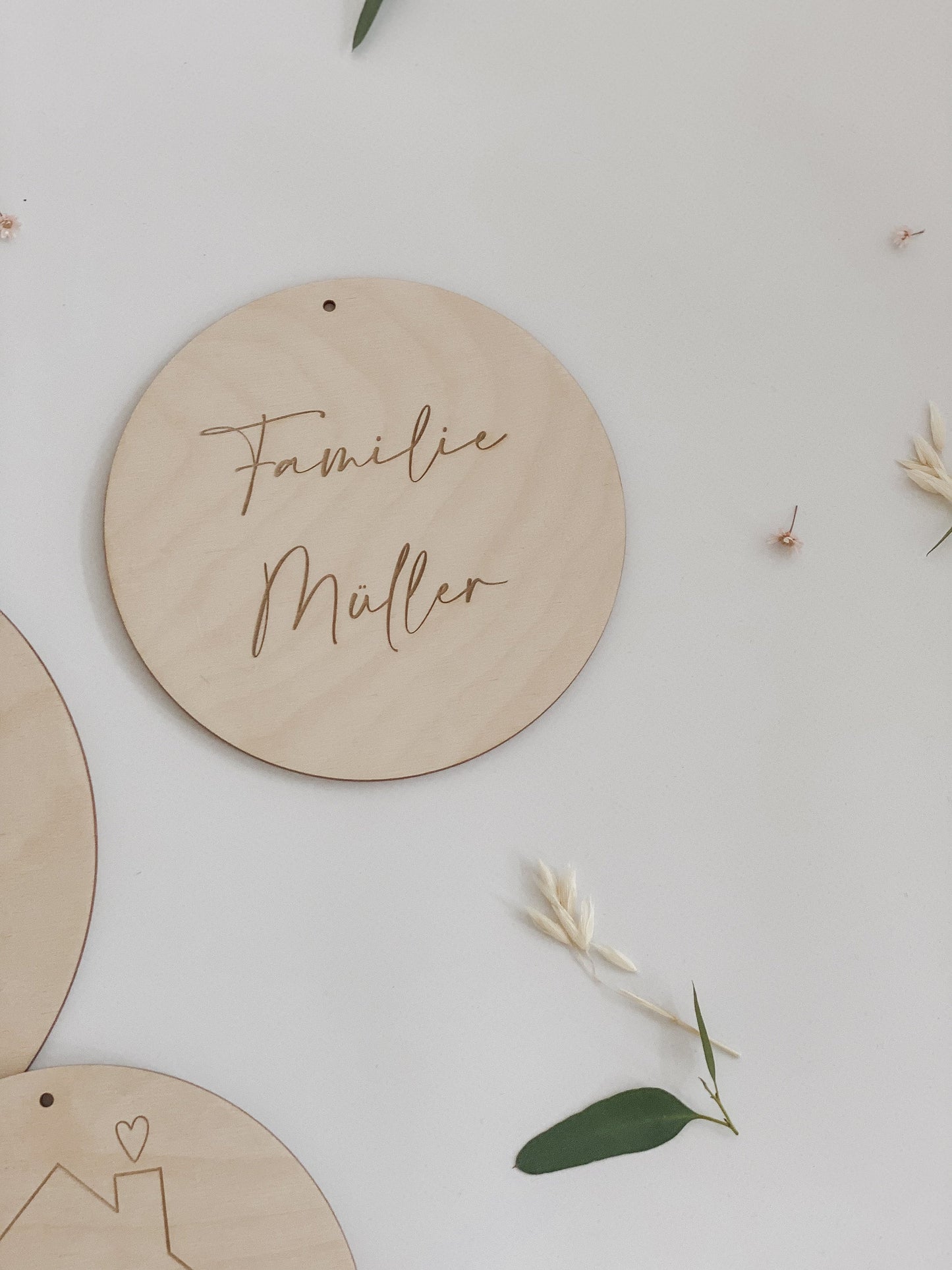 Trockenblumenkranz mit Holzschild I Türkranz Trockenblumen Eukalyptus-rosa I Wandkranz I Blumenkranz