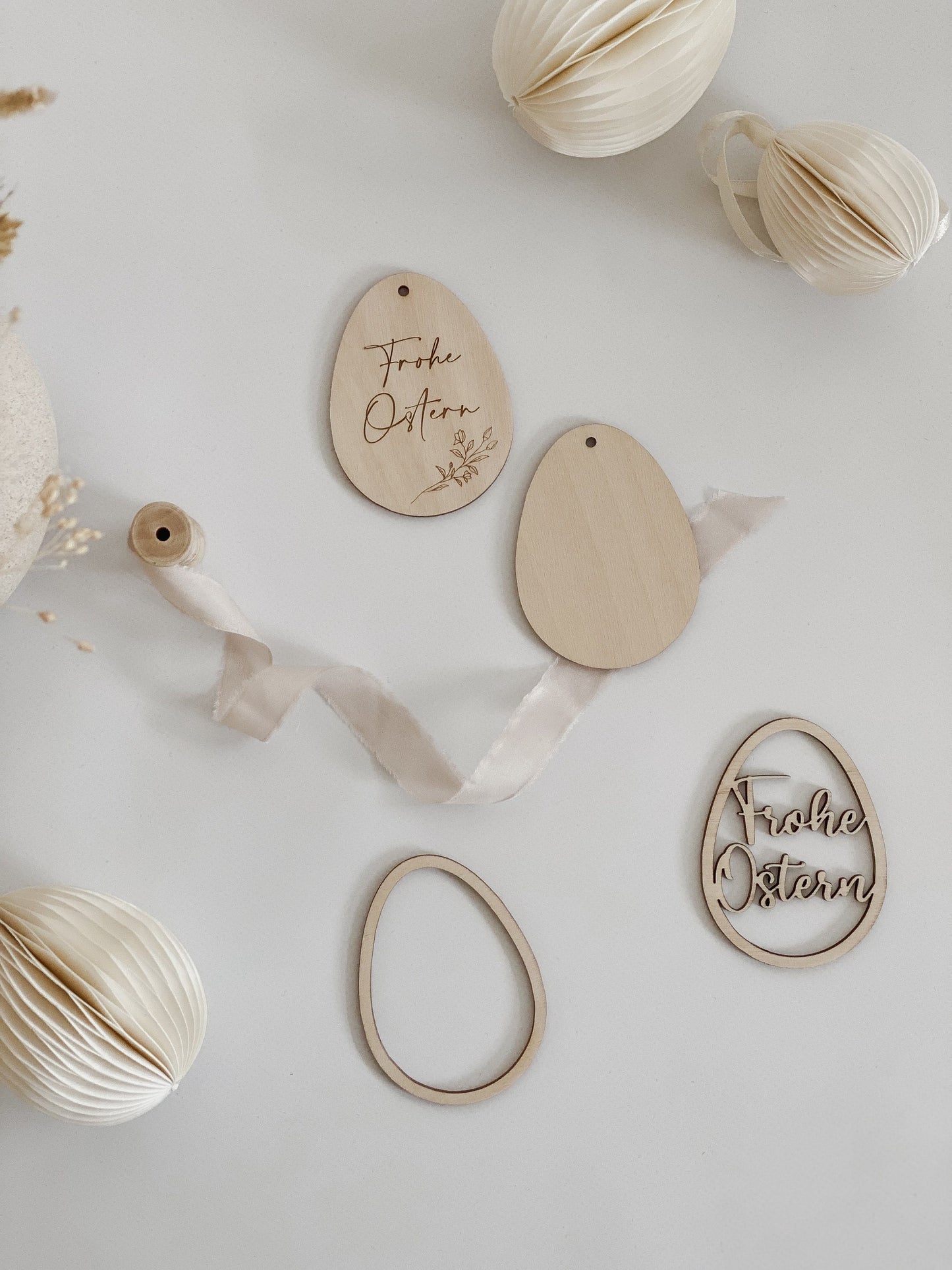 Ei-Anhänger für Osterstrauch I Holzanhänger Osterei 3er Set I Osterdekoration I Geschenkanhänger Ostern