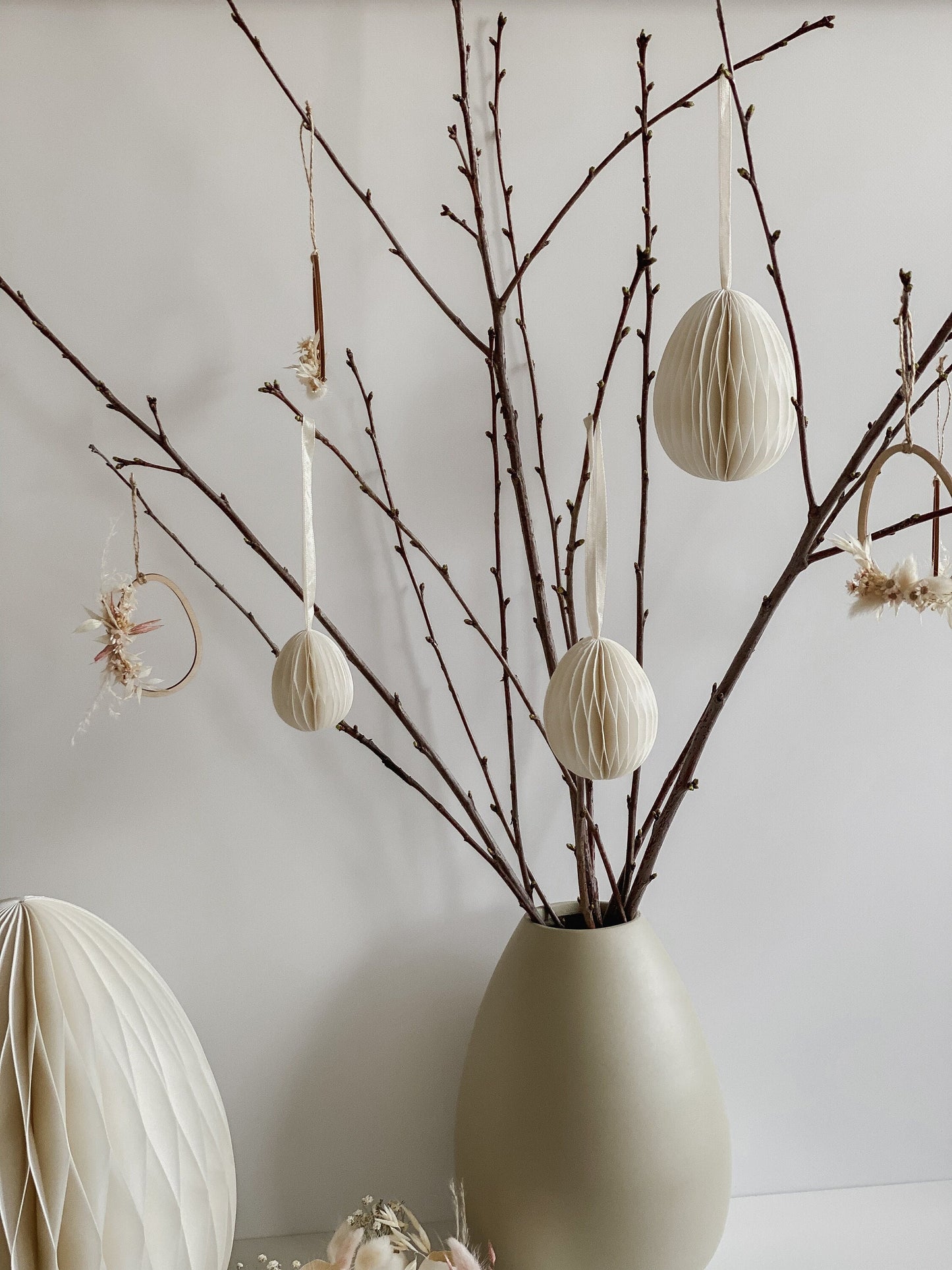 Osterei aus Papier I Wabenei I Osterdekoration I Ei-Anhänger für Osterstrauch I Skandinavische Deko