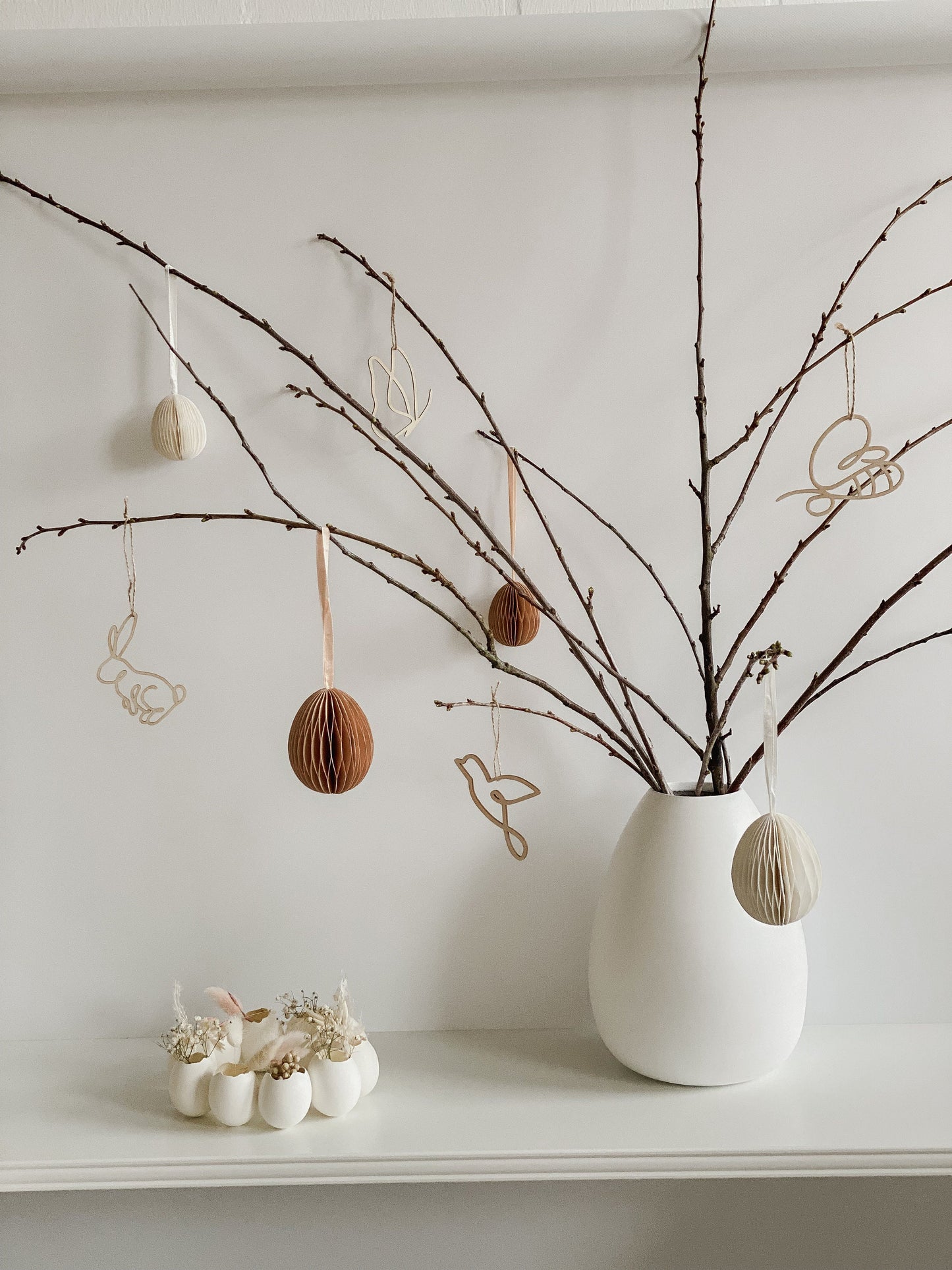 Osterei aus Papier I Wabenei I Osterdekoration I Ei-Anhänger für Osterstrauch I Skandinavische Deko