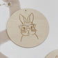Holzschild Hase mit Brille I Osterdekoration mit Trockenblumen I Türkranz Ostern I Austauschscheibe Trockenblumenkranz