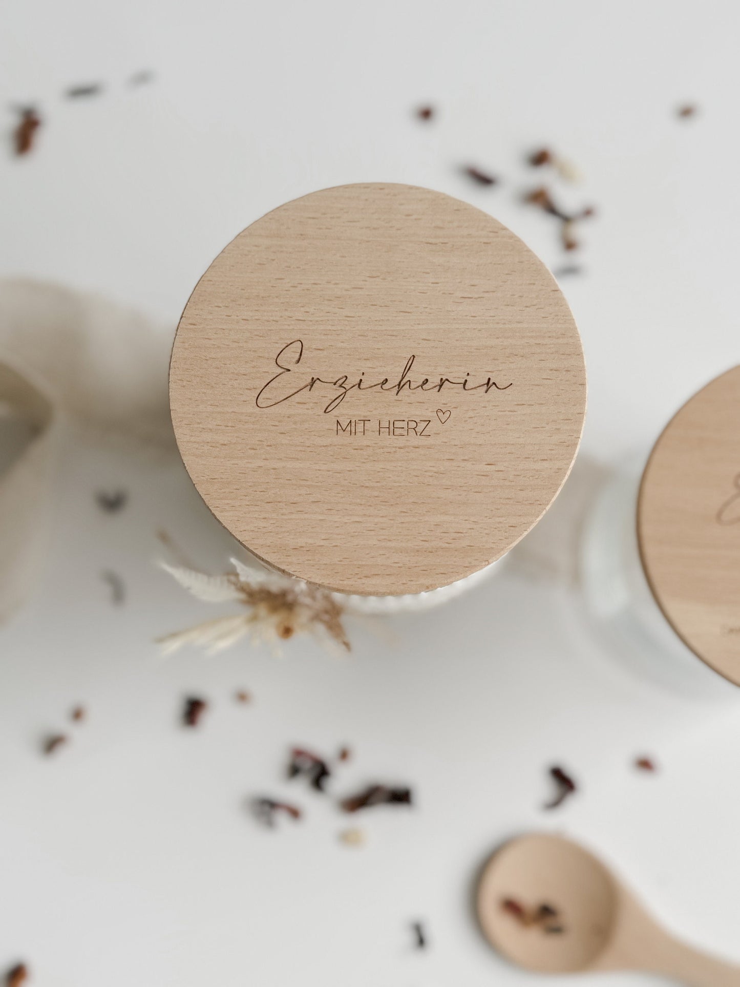Personalisiertes Vorratsglas mit Holzdeckel I Erzieherin mit Herz I Lehrerin mit Herz I Abschiedsgeschenk Kindergarten I Schule