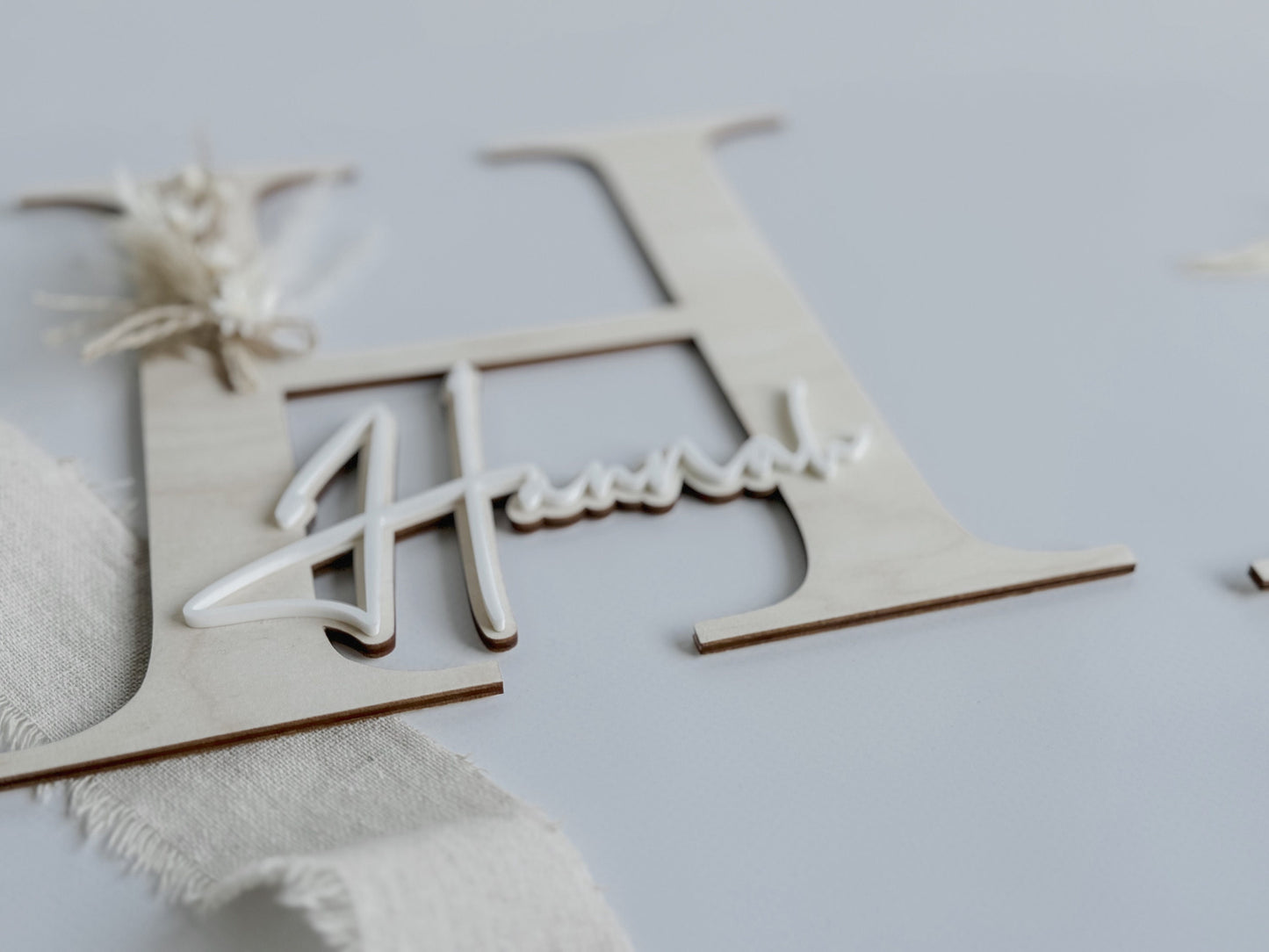 Holzbuchstabe personalisiert mit Trockenblumen I Türschild personalisiert mit Name I Namensschild 3D-Effekt I Kinderzimmerdeko