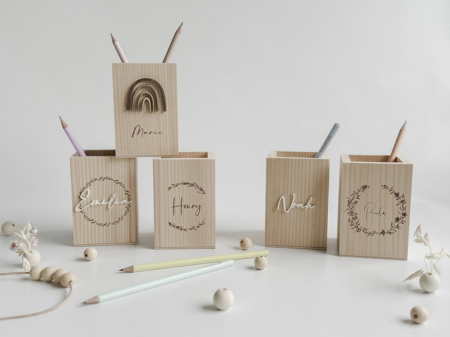 Personalisierte Stiftebox I Stiftehalter aus Holz mit Name I Einschulung I Geschenk zum Schulanfang I Schulkind I Schreibtischorganizer