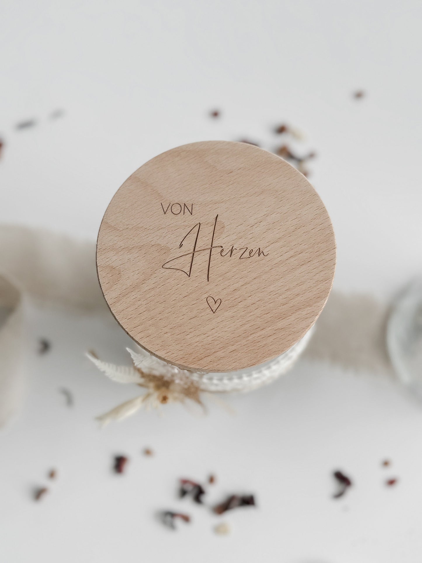 Vorratsglas 'von Herzen' I Vorratsglas mit graviertem Holzdeckel I Geschenkidee I Mitbringsel I Dankeschön I Kleinigkeit