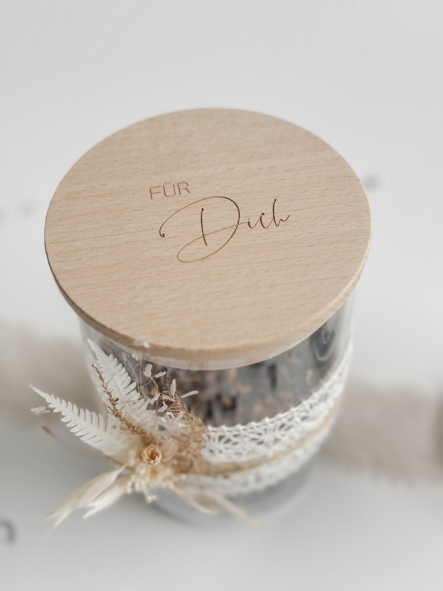 Vorratsglas 'Für dich' I Vorratsglas mit graviertem Holzdeckel I Geschenkidee I Mitbringsel I Dankeschön I Kleinigkeit