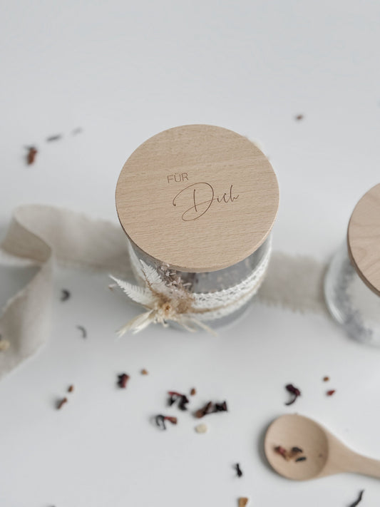 Vorratsglas 'Für dich' I Vorratsglas mit graviertem Holzdeckel I Geschenkidee I Mitbringsel I Dankeschön I Kleinigkeit