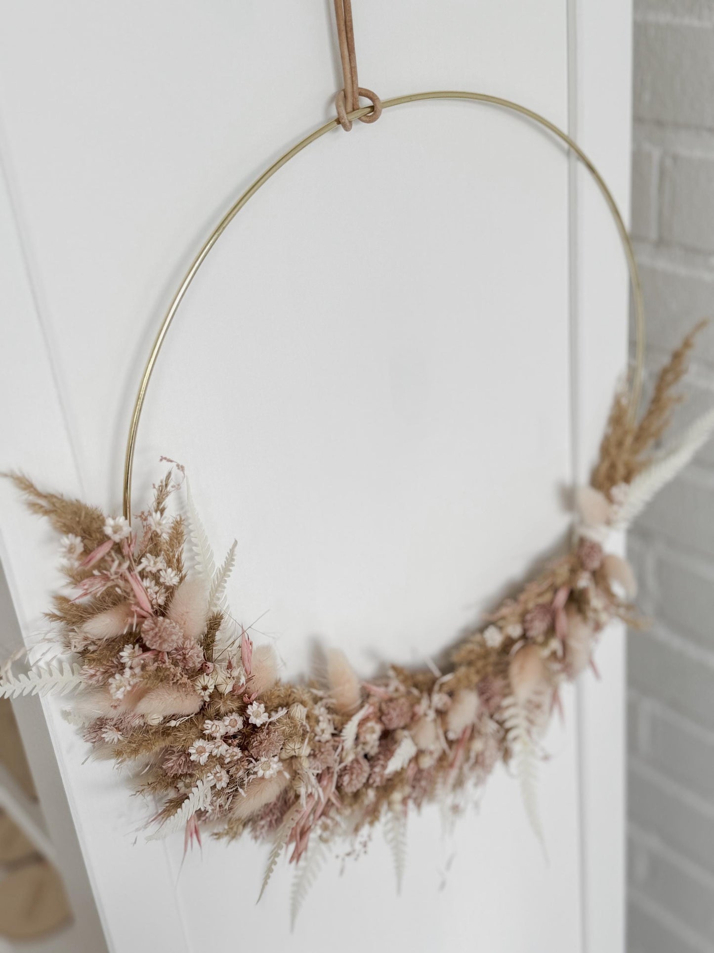 Trockenblumenkranz I Türkranz Trockenblumen beige-braun-rosa I Wandkranz I Blumenkranz