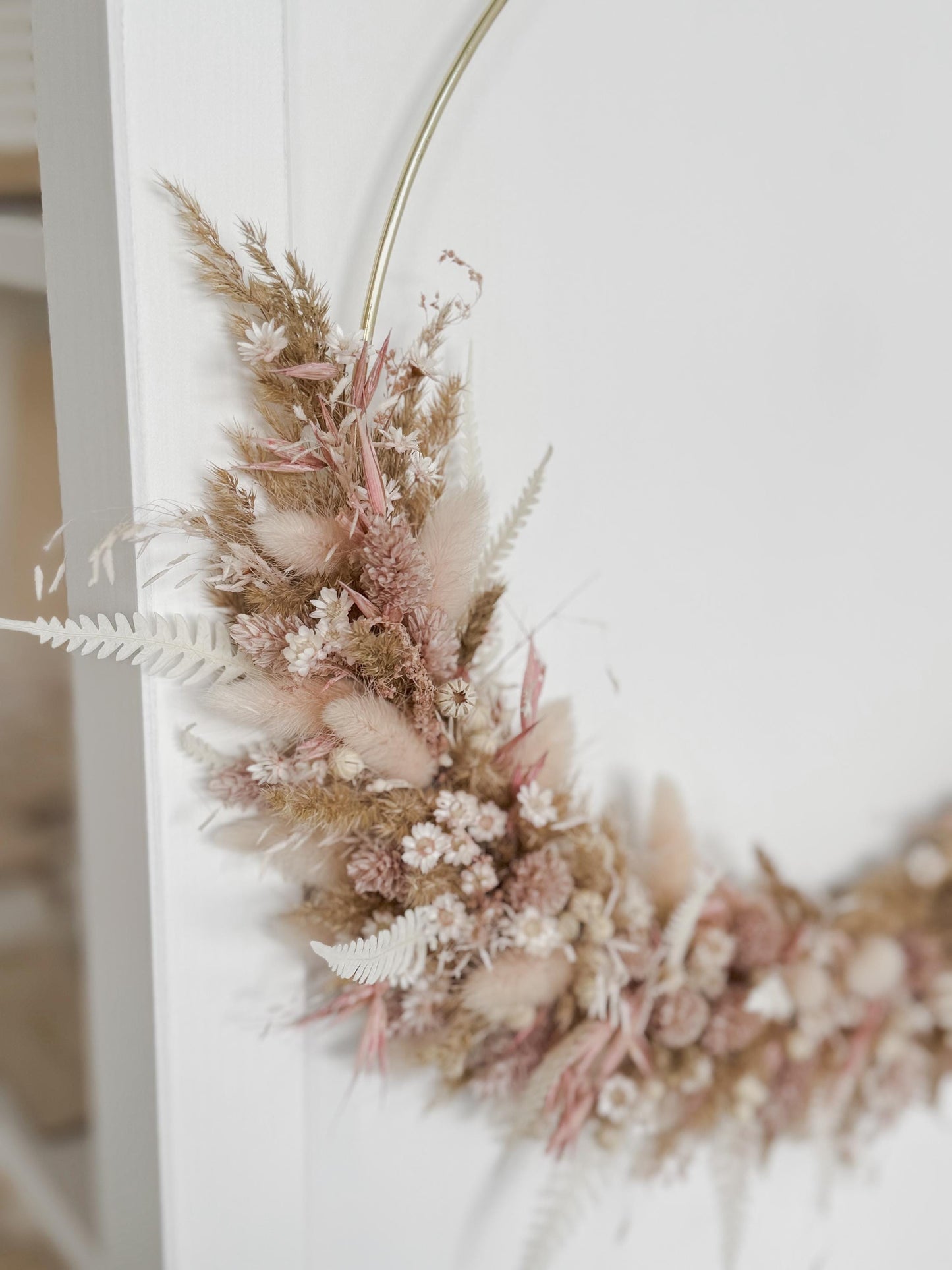 Trockenblumenkranz I Türkranz Trockenblumen beige-braun-rosa I Wandkranz I Blumenkranz