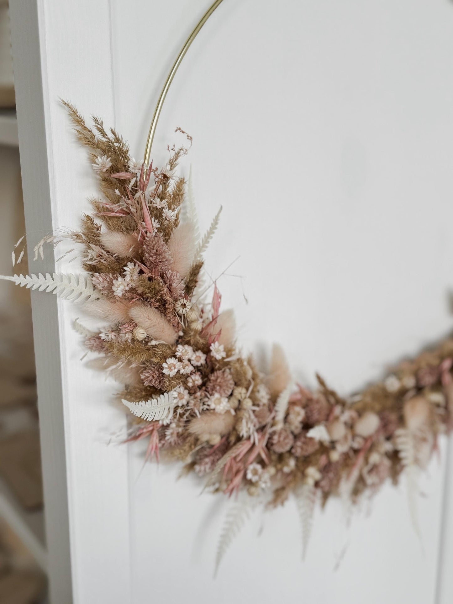 Trockenblumenkranz I Türkranz Trockenblumen beige-braun-rosa I Wandkranz I Blumenkranz