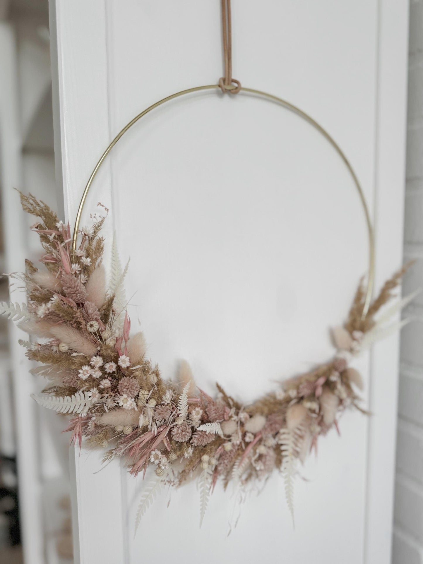 Trockenblumenkranz I Türkranz Trockenblumen beige-braun-rosa I Wandkranz I Blumenkranz