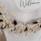Trockenblumenkranz mit Holzschild I Türkranz Trockenblumen beige-schwarz I Wandkranz I Blumenkranz