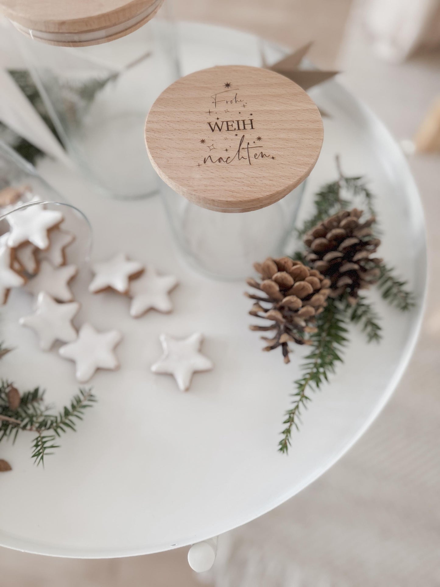 Vorratsglas 'Oh Tannenbaum' I Vorratsglas 'Frohe Weihnachten' mit Holzdeckel I Geschenkidee für Lehrer, Erzieher, Kollegen I Mitbringsel
