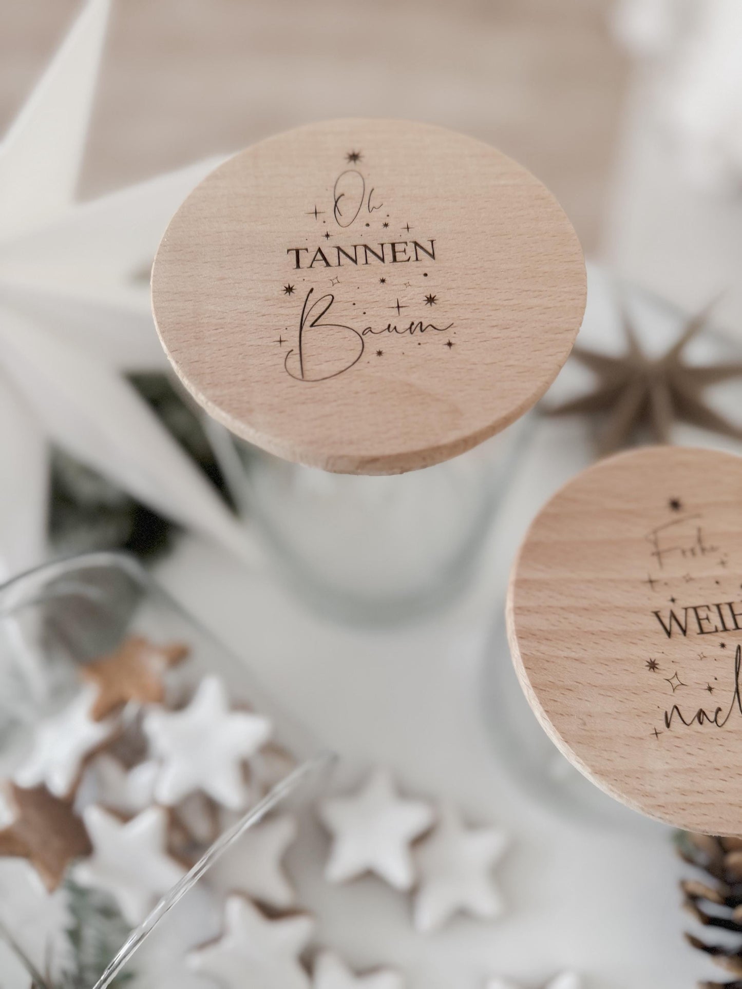 Vorratsglas 'Oh Tannenbaum' I Vorratsglas 'Frohe Weihnachten' mit Holzdeckel I Geschenkidee für Lehrer, Erzieher, Kollegen I Mitbringsel