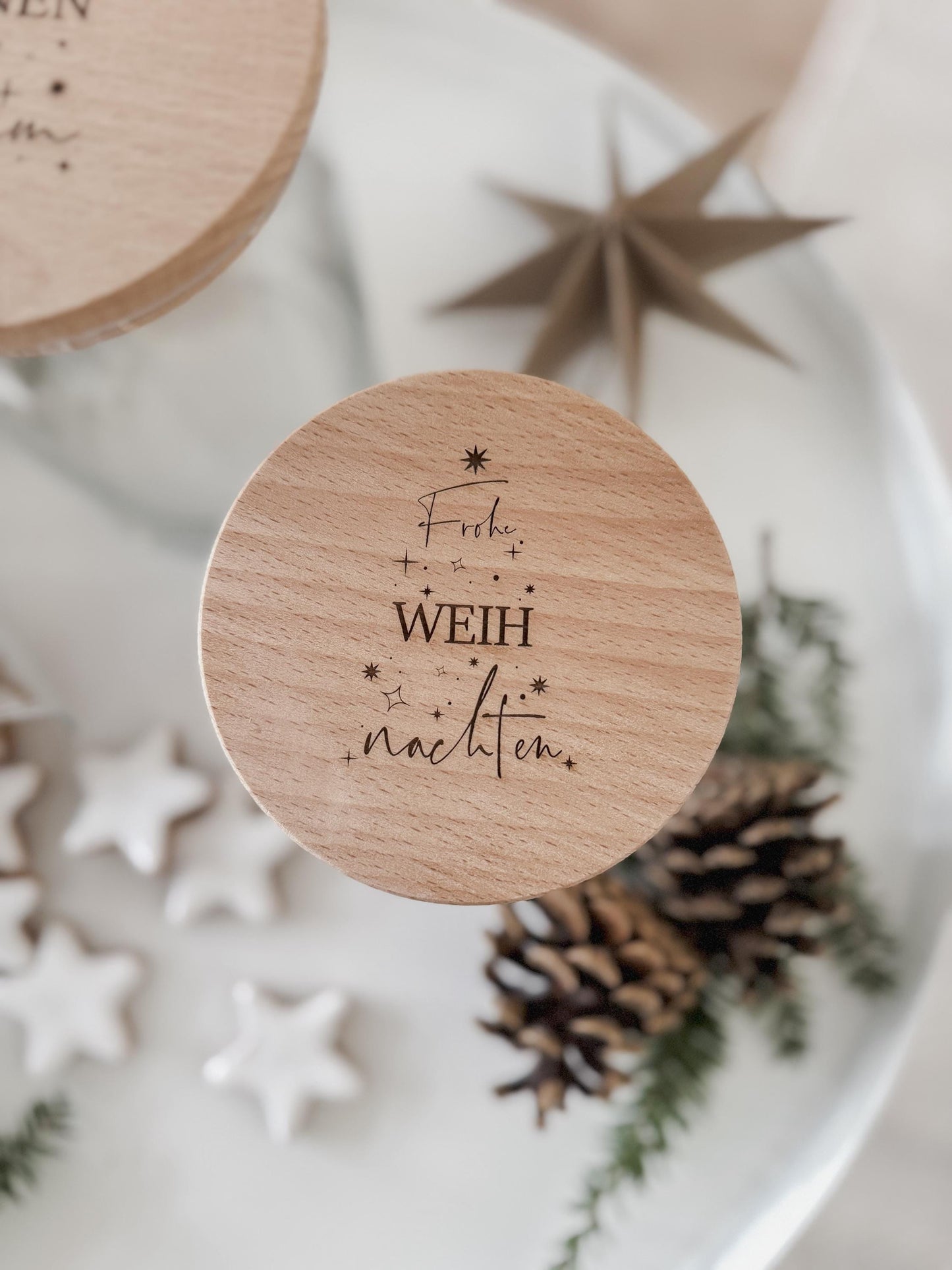 Vorratsglas 'Oh Tannenbaum' I Vorratsglas 'Frohe Weihnachten' mit Holzdeckel I Geschenkidee für Lehrer, Erzieher, Kollegen I Mitbringsel