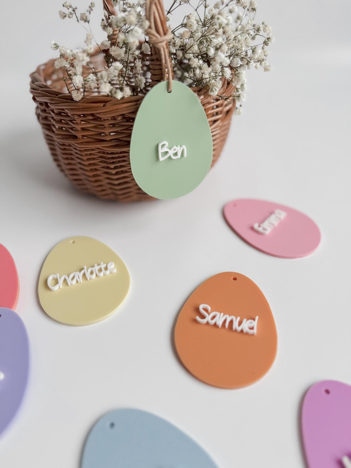 Personalisiertes Osterkörbchen I Osternest I Ei-Anhänger aus Acryl für Osterkorb I Osterdeko I Ei-Anhänger 3D Effekt